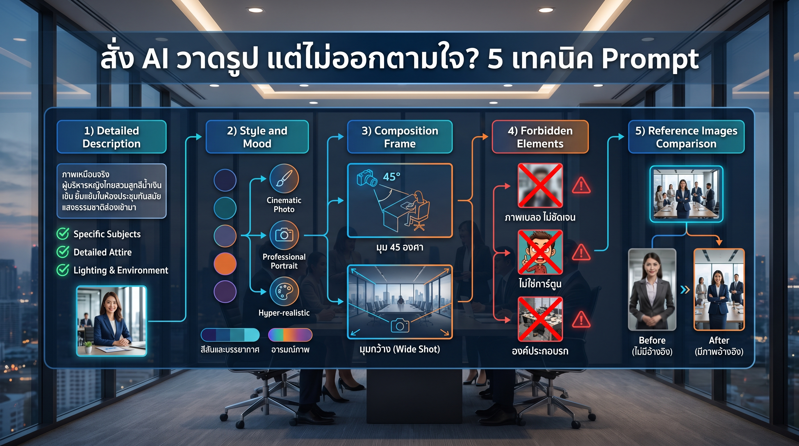 สั่ง AI วาดรูป แต่ไม่ออกตามใจ? 5 เทคนิค Prompt ที่เปลี่ยนผลงานไปเลย